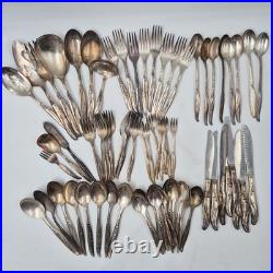 Vintage Original Rogers Silverware Set Silverpla Collection Floral Swirl Pattern