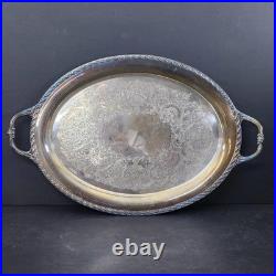 Vintage Ornate 24 Rogers Silver Plate Serving Tray with Handles #4281