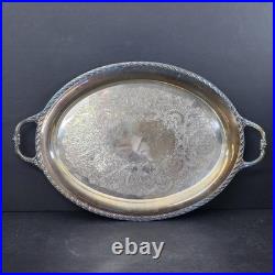 Vintage Ornate 24 Rogers Silver Plate Serving Tray with Handles #4281