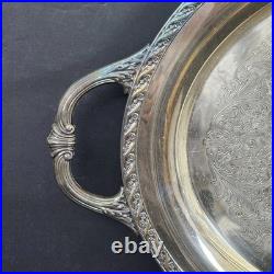 Vintage Ornate 24 Rogers Silver Plate Serving Tray with Handles #4281