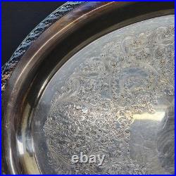 Vintage Ornate 24 Rogers Silver Plate Serving Tray with Handles #4281
