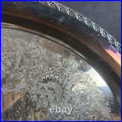 Vintage Ornate 24 Rogers Silver Plate Serving Tray with Handles #4281