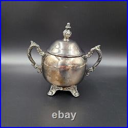 Vintage Ornate F B Rogers Silverplate 4 Piece Tea / Coffee Set with Footed Tray