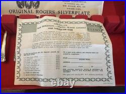 Vintage ROGERS De Luxe silverplate flatware, With Original Certificate. 37 Pcs