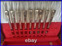 Vintage ROGERS De Luxe silverplate flatware, With Original Certificate. 37 Pcs