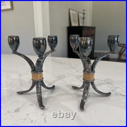 Vintage Rare FLARE Mid Centery Modern Candle Sticks Silver Plate Rogers bros 255