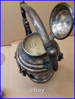 Vintage Rare Spring Flower Wm Rogers & Son Silver-plate Tilting Teapot