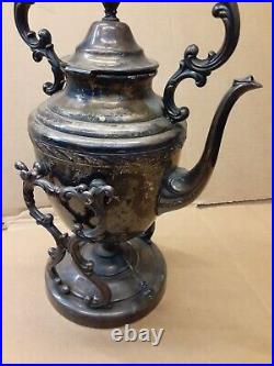 Vintage Rare Spring Flower Wm Rogers & Son Silver-plate Tilting Teapot