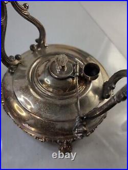 Vintage Rare Spring Flower Wm Rogers & Son Silver-plate Tilting Teapot. Pics