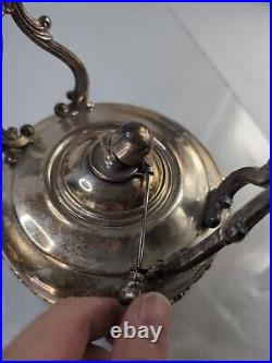 Vintage Rare Spring Flower Wm Rogers & Son Silver-plate Tilting Teapot. Pics