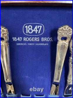 Vintage Roger's 1847 Silverware Silver Plate 58 Pc In Box  Box 1 Legs Missing