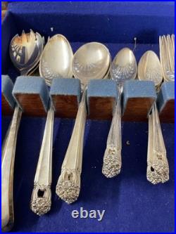 Vintage Roger's 1847 Silverware Silver Plate 58 Pc In Box  Box 1 Legs Missing