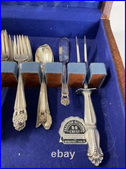 Vintage Roger's 1847 Silverware Silver Plate 58 Pc In Box  Box 1 Legs Missing