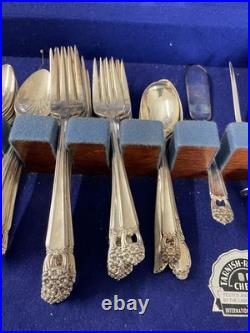 Vintage Roger's 1847 Silverware Silver Plate 58 Pc In Box  Box 1 Legs Missing