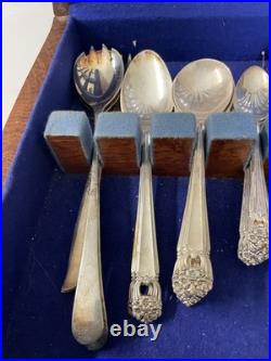 Vintage Roger's 1847 Silverware Silver Plate 58 Pc In Box  Box 1 Legs Missing