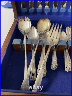 Vintage Roger's 1847 Silverware Silver Plate 58 Pc In Box  Box 1 Legs Missing