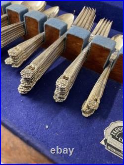 Vintage Roger's 1847 Silverware Silver Plate 58 Pc In Box  Box 1 Legs Missing