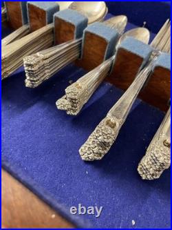 Vintage Roger's 1847 Silverware Silver Plate 58 Pc In Box  Box 1 Legs Missing