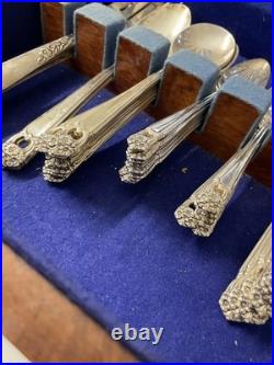 Vintage Roger's 1847 Silverware Silver Plate 58 Pc In Box  Box 1 Legs Missing