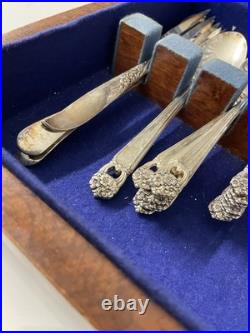 Vintage Roger's 1847 Silverware Silver Plate 58 Pc In Box  Box 1 Legs Missing