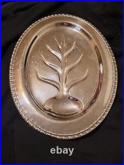Vintage Rogers & Bro 1710 Footed Silver Plate Meat Carving Platter Serving Tray