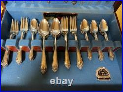 Vintage Rogers & Bro Silverplate Flatware Set 52 Pc w Wood Chest Papers USA Vintage Rogers & Bro Silverplate Flatware Set 52 Pc w Wood Chest Papers USA