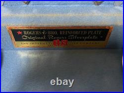 Vintage Rogers & Bro Silverplate Flatware Set 52 Pc w Wood Chest Papers USA