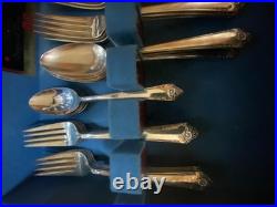 Vintage Rogers & Bro Silverplate Flatware Set 52 Pc w Wood Chest Papers USA
