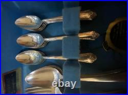 Vintage Rogers & Bro Silverplate Flatware Set 52 Pc w Wood Chest Papers USA