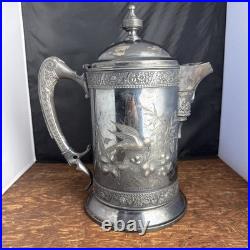 Vintage Rogers & Bro Triple Plate Silver Water Pitcher 13.25 Tall