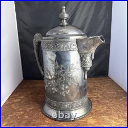 Vintage Rogers & Bro Triple Plate Silver Water Pitcher 13.25 Tall