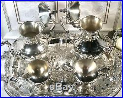 Vintage Rogers Brothers Silver Plated Tea Coffee Tray Lady Margaret 5 piece set