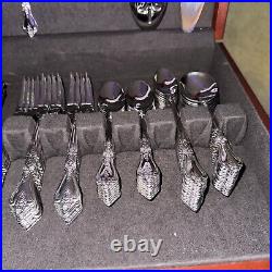 Vintage Rogers Co. Silverware Set 96 Pieces In Lined Box With Drawer