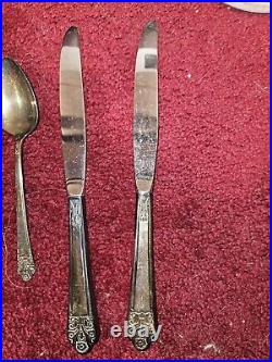 Vintage Rogers DeLuxe Plate Silverware, Precious with Original Peperwork 77 Piec