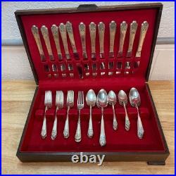 Vintage Rogers DeLuxe Plate Silverware, Precious with Original Storage Set of 52 Vintage Rogers DeLuxe Plate Silverware, Precious with Original Storage Set of 52