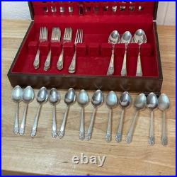 Vintage Rogers DeLuxe Plate Silverware, Precious with Original Storage Set of 52