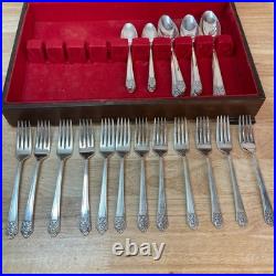 Vintage Rogers DeLuxe Plate Silverware, Precious with Original Storage Set of 52 Vintage Rogers DeLuxe Plate Silverware, Precious with Original Storage Set of 52
