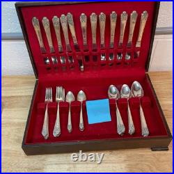Vintage Rogers DeLuxe Plate Silverware, Precious with Original Storage Set of 52 Vintage Rogers DeLuxe Plate Silverware, Precious with Original Storage Set of 52