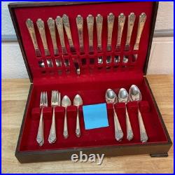 Vintage Rogers DeLuxe Plate Silverware, Precious with Original Storage Set of 52
