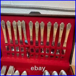 Vintage Rogers DeLuxe Plate Silverware, Precious with Original Storage Set of 52