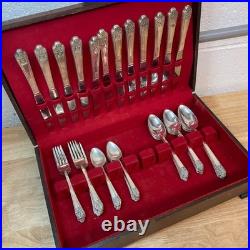 Vintage Rogers DeLuxe Plate Silverware, Precious with Original Storage Set of 52