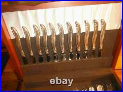 Vintage Rogers Leilani (1961) Silverware Set for 11 55 pieces Mahogany Case