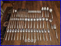 Vintage Rogers Silver Mist Marigold 56 Piece Silverplated Flatware Set Service 8