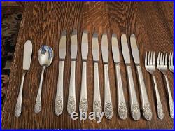 Vintage Rogers Silver Mist Marigold 56 Piece Silverplated Flatware Set Service 8