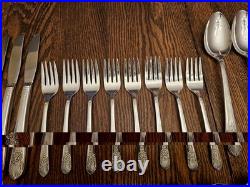 Vintage Rogers Silver Mist Marigold 56 Piece Silverplated Flatware Set Service 8