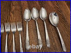 Vintage Rogers Silver Mist Marigold 56 Piece Silverplated Flatware Set Service 8