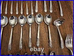 Vintage Rogers Silver Mist Marigold 56 Piece Silverplated Flatware Set Service 8