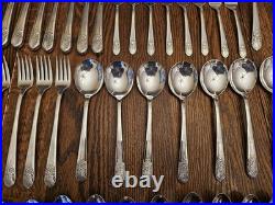 Vintage Rogers Silver Mist Marigold 56 Piece Silverplated Flatware Set Service 8