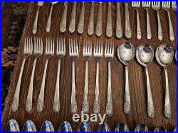 Vintage Rogers Silver Mist Marigold 56 Piece Silverplated Flatware Set Service 8