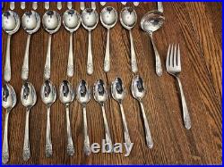 Vintage Rogers Silver Mist Marigold 56 Piece Silverplated Flatware Set Service 8